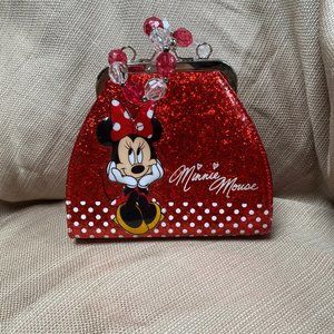 Minnie Mouse polka dot kiss lock patent leather purse